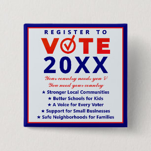 Register Vote 2026 Patriotic Nonpartisan Kampanj Knapp