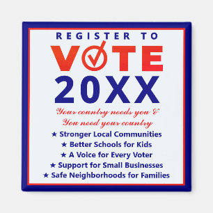 Register Vote 2026 Patriotic Nonpartisan Kampanj Magnet