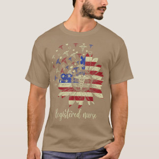 Registered Nurse American Flag Sunflower Nursing L T Shirt