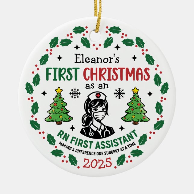 Registered Nurse First Assistant Christmas Tree Julgransprydnad Keramik (Framsidan)