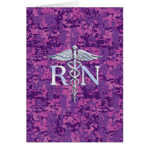 Registered Nurse RN Caduceus on Pink Camo Hälsningskort