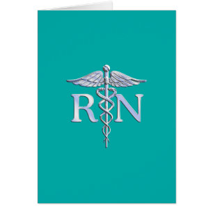 Registered Nurse RN Caduceus on Turquoise Hälsningskort