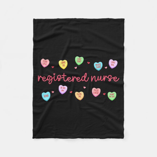 Registered Nurse Valentines Candy Heart Healthcare Fleecefilt (Framsidan)