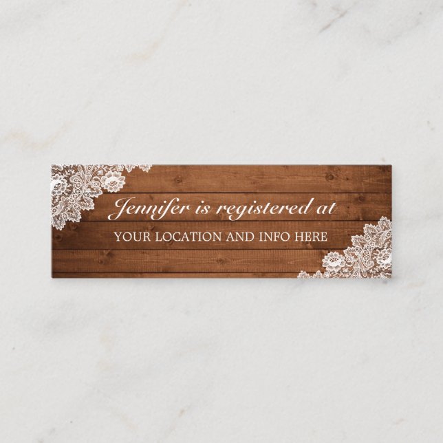 Registerhölje för Rustic Wood Snöre Möhippa Mini Visitkort (Framsida)