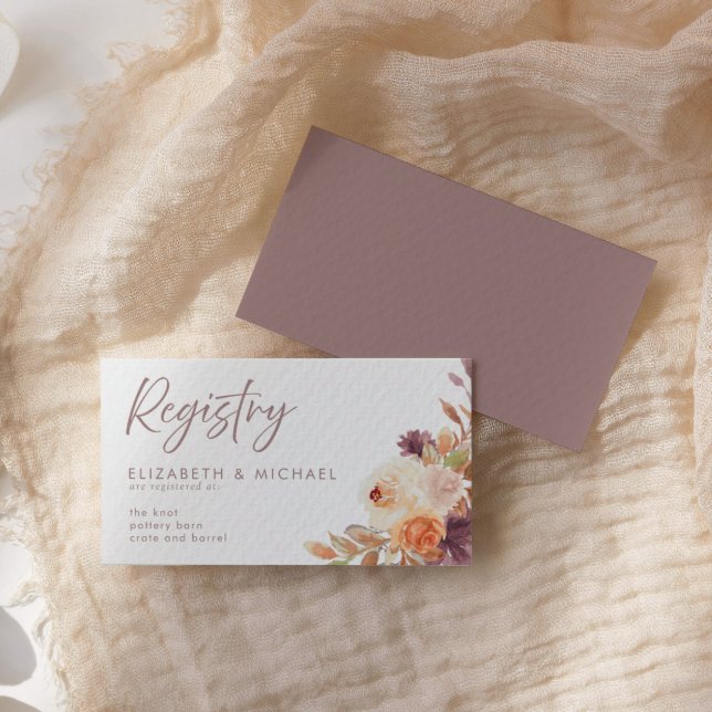 Registerkort för elegant Fall Blommigt Bröllop Tilläggskort (Skapare uppladdad)