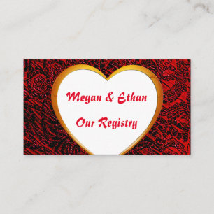 Registerkort för guld Heart Ram Image & Red Fabric Tilläggskort