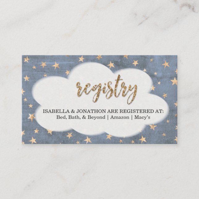 Registerkort för pojkens baby shower-inbjudan tilläggskort (Framsida)