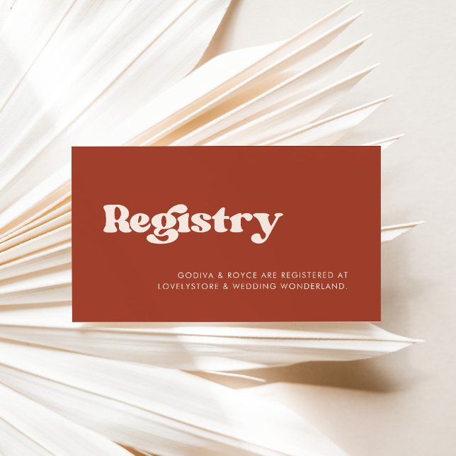 Registerkort för snyggt retro terracotta bröllop tilläggskort (Skapare uppladdad)