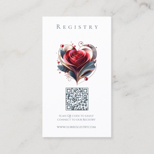 Registermodern bröllop Hjärtformade Ro Visitkort (Framsida)