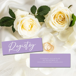Registerwebbplats för Lilac Lila White Bröllop Mini Visitkort