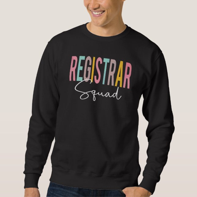 Registrator Squad Färgglad Tacksägelsedag Tillbaka Lång Ärmad Tröja (Framsida)