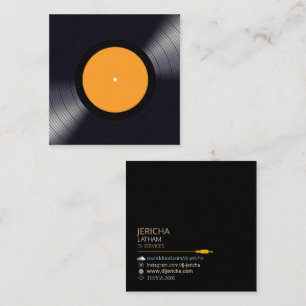 registrera affärskortet vinyldisk jockey fyrkantigt visitkort