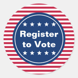 Registrera stars och stripes för att rösta textmal runt klistermärke