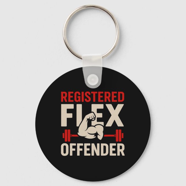 Registrerad Flex Offender Funny Gym Workout Bodybu Nyckelring (Framsida)