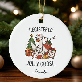 Registrerad Jolly Goose-Anpassningsbar Nurse-jul Julgransprydnad Keramik