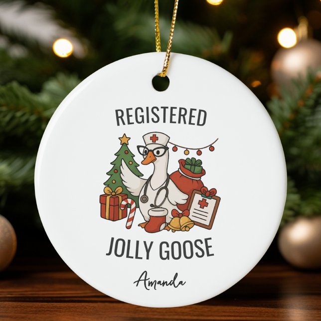Registrerad Jolly Goose-Anpassningsbar Nurse-jul Julgransprydnad Keramik (Skapare uppladdad)