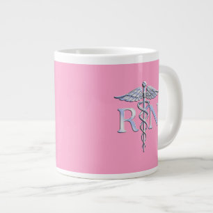 Registrerad närhet RN Caduceus på Ljus rosa decor Jumbo Mugg