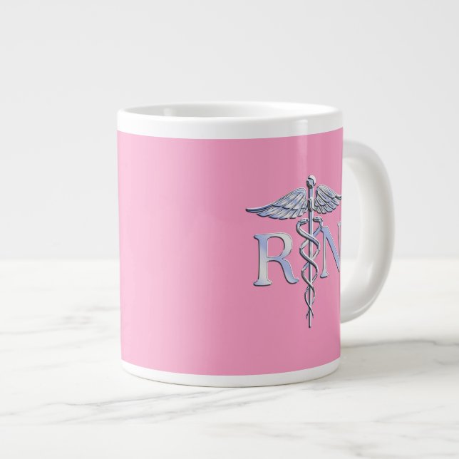 Registrerad närhet RN Caduceus på Ljus rosa decor Jumbo Mugg (Framsida höger)