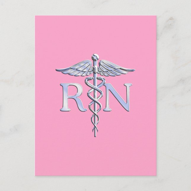 Registrerad närhet RN Caduceus på Ljus rosa decor Vykort (Framsida)