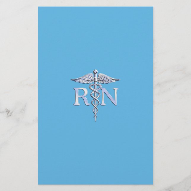Registrerad närhet RN Silver som Caduceus Baby blu Brevpapper (Framsida)