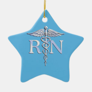 Registrerad närhet RN Silver som Caduceus Baby blu Julgransprydnad Keramik