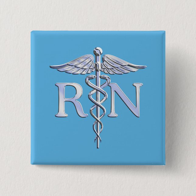 Registrerad närhet RN Silver som Caduceus Baby blu Knapp (Framsida)