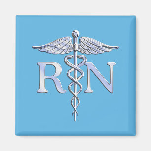 Registrerad närhet RN Silver som Caduceus Baby blu Magnet