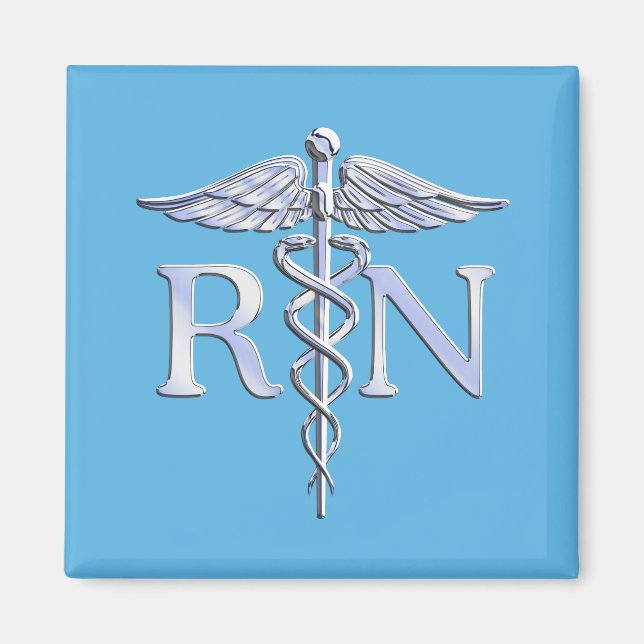Registrerad närhet RN Silver som Caduceus Baby blu Magnet (Framsidan)