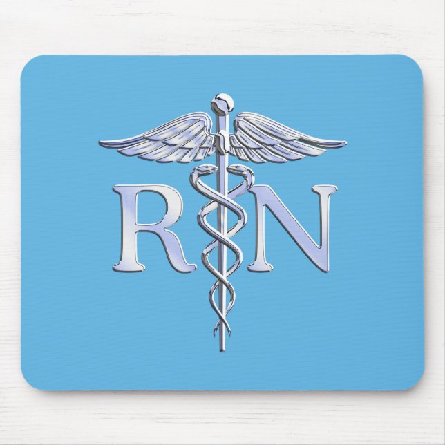 Registrerad närhet RN Silver som Caduceus Baby blu Musmatta (Framsidan)