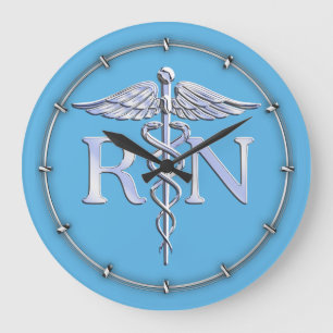 Registrerad närhet RN Silver som Caduceus Baby blu Stor Klocka