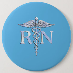 Registrerad näring RN Caduceus på Baby blue Knapp