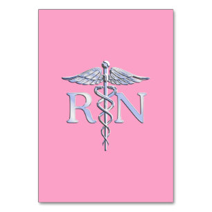 Registrerad näring RN Caduceus på Ljus rosa Bordsnummer