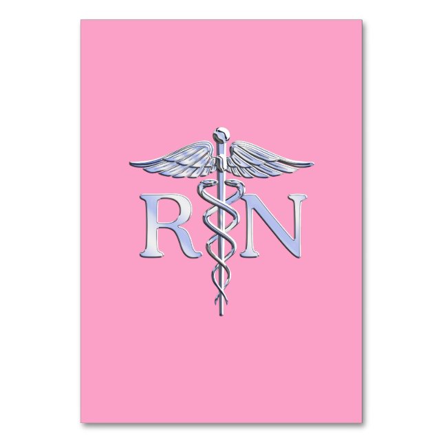 Registrerad näring RN Caduceus på Ljus rosa Bordsnummer (Framsidan)