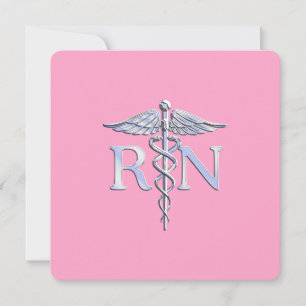 Registrerad näring RN Caduceus på Ljus rosa Inbjudningar