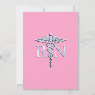 Registrerad näring RN Caduceus på Ljus rosa Inbjudningar