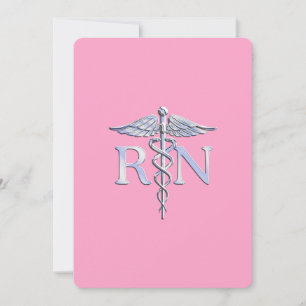 Registrerad näring RN Caduceus på Ljus rosa Inbjudningar
