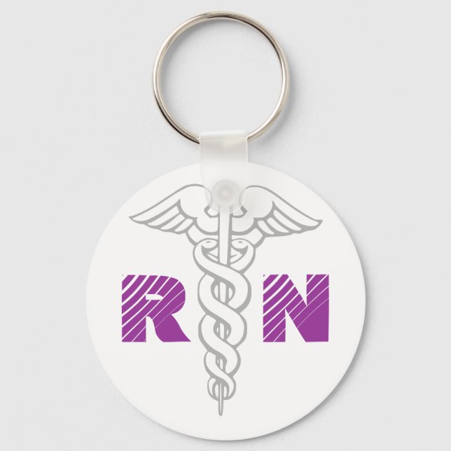Registrerad näringskedja med caduceus-symbol nyckelring (Framsida)