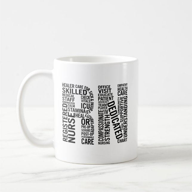 Registrerad Nurse Ord art RN Kaffemugg (Vänster)