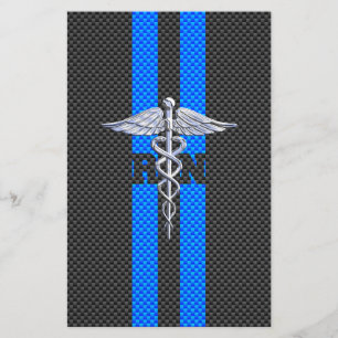 Registrerad Nurse RN Caduceus Carbon Fiber Decor Brevpapper
