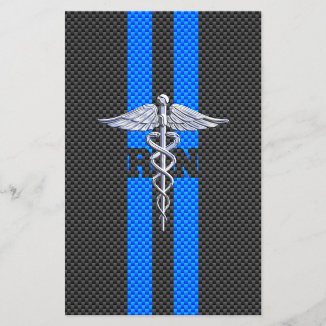 Registrerad Nurse RN Caduceus Carbon Fiber Decor Brevpapper (Framsida)