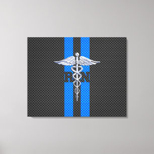 Registrerad Nurse RN Caduceus Carbon Fiber Decor Canvastryck