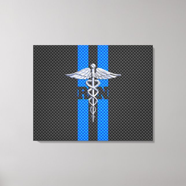 Registrerad Nurse RN Caduceus Carbon Fiber Decor Canvastryck (Framsida)