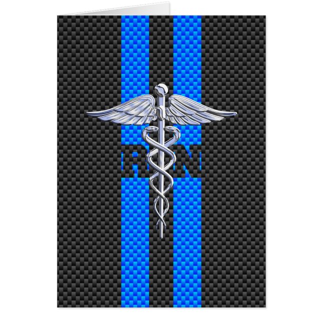 Registrerad Nurse RN Caduceus Carbon Fiber Decor Hälsningskort (Framsidan)