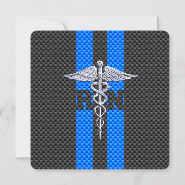 Registrerad Nurse RN Caduceus Carbon Fiber Decor Inbjudningar (Framsida)