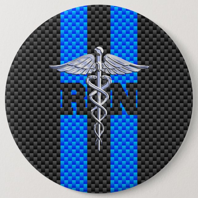 Registrerad Nurse RN Caduceus Carbon Fiber Decor Knapp (Framsida)