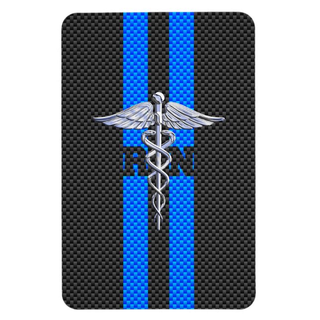 Registrerad Nurse RN Caduceus Carbon Fiber Decor Magnet (Vertikal)
