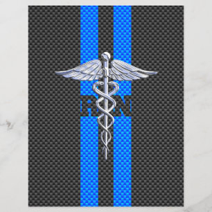 Registrerad Nurse RN Caduceus Carbon Fiber Decor Reklamblad