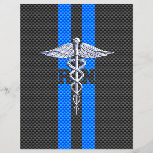 Registrerad Nurse RN Caduceus Carbon Fiber Decor Reklamblad (Framsidan)