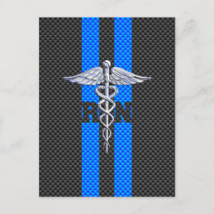 Registrerad Nurse RN Caduceus Carbon Fiber Decor Vykort
