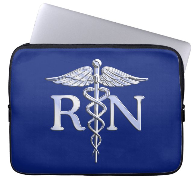 Registrerad Nurse RN Caduceus Design Laptop Fodral (Framsidan)